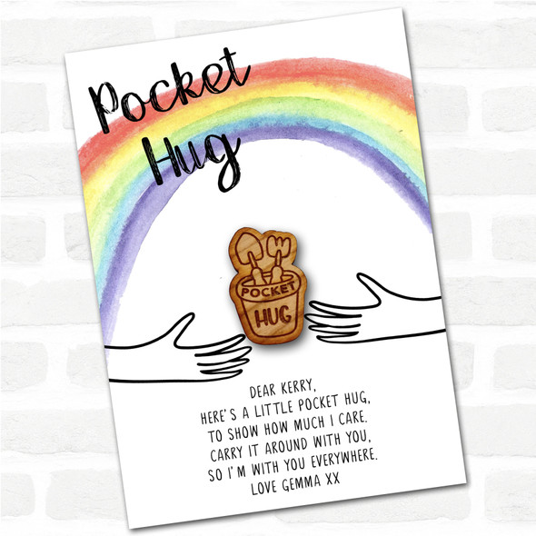 Spade & Fork In A Pot Rainbow Personalised Gift Pocket Hug