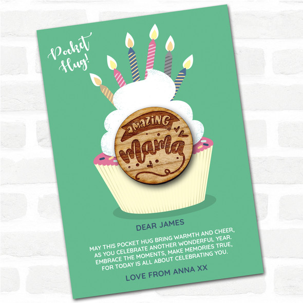 Amazing Mama Cupcake Happy Birthday Personalised Gift Pocket Hug