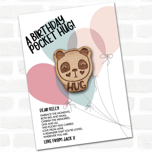 Eyelash Panda Balloons Happy Birthday Personalised Gift Pocket Hug