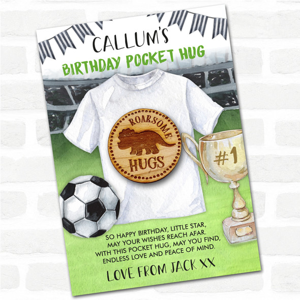 Triceratops Kid's Boys Birthday Football Personalised Gift Pocket Hug