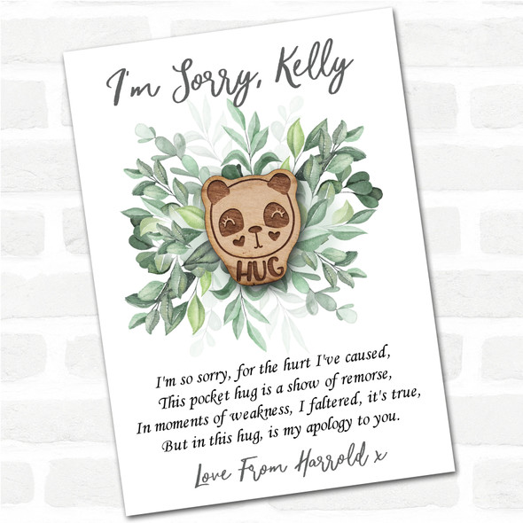 Eyelash Panda Leaves I'm Sorry Apology Personalised Gift Pocket Hug