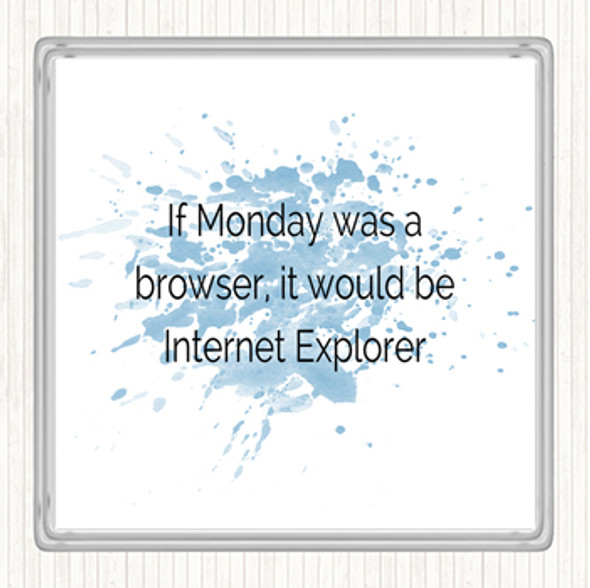 Blue White If Monday Was A Browser Inspirational Quote Coaster