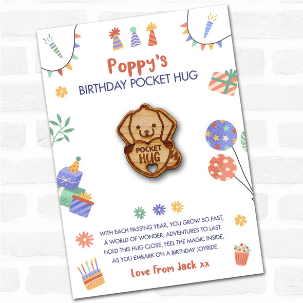 Puppy Dog Heart Kid's Birthday Hats Cakes Personalised Gift Pocket Hug