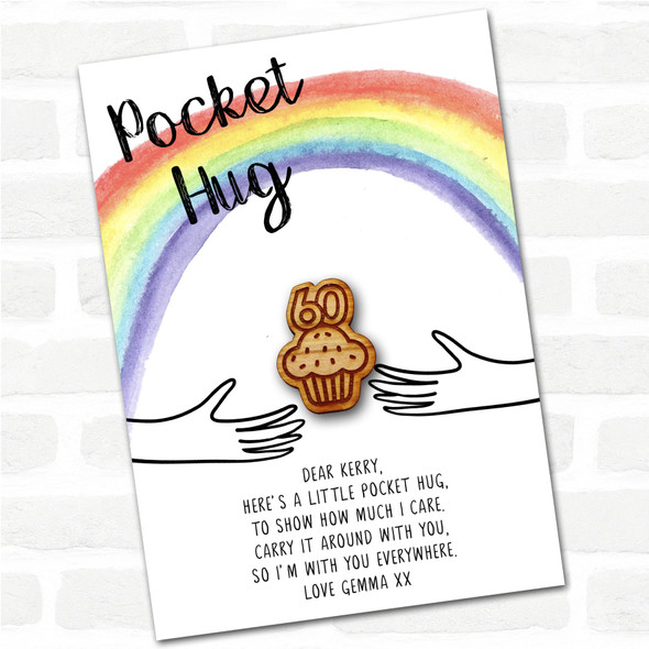 Cupcake 60 Rainbow Personalised Gift Pocket Hug