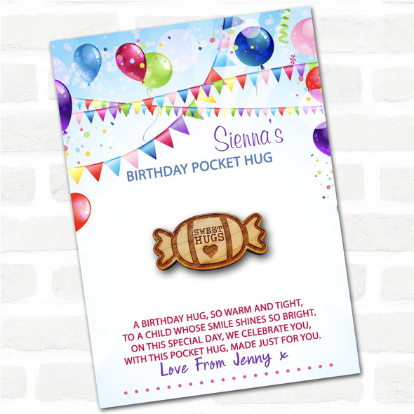 Sweet In Wrapper Heart Kid's Birthday Balloons Personalised Gift Pocket Hug