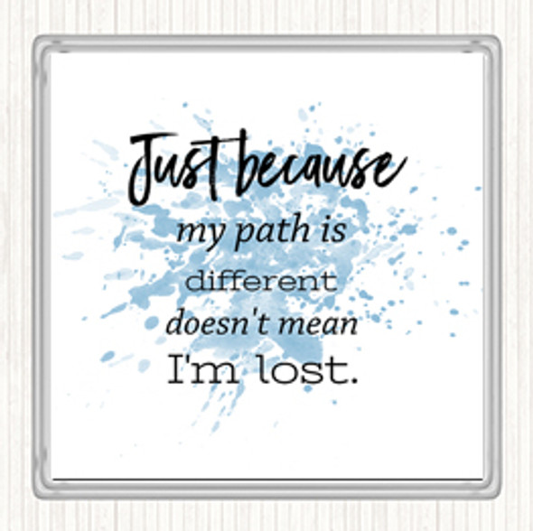 Blue White I'm Lost Inspirational Quote Coaster