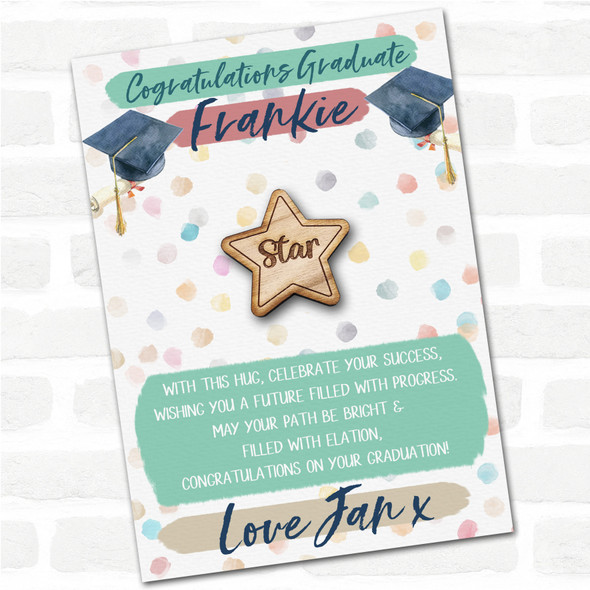 Star Congratulations Graduate Graduation Personalised Gift Pocket Hug