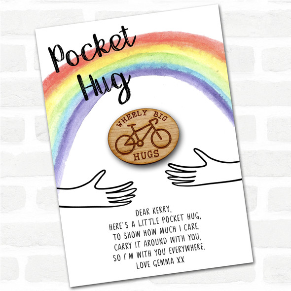 Bicycle Rainbow Personalised Gift Pocket Hug