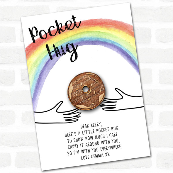 Donut Icing & Rainbow Personalised Gift Pocket Hug