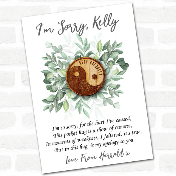 Ying Yang Leaves I'm Sorry Apology Personalised Gift Pocket Hug