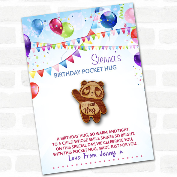 Panda Bear Kid's Birthday Balloons Personalised Gift Pocket Hug
