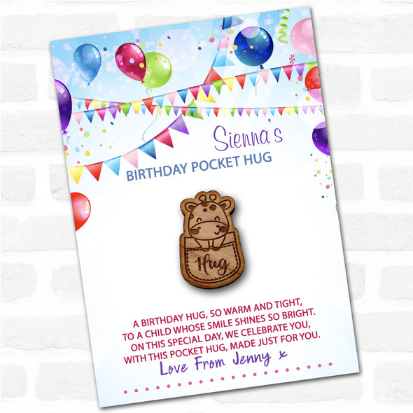 Giraffe In A Pocket Kid's Birthday Balloons Personalised Gift Pocket Hug