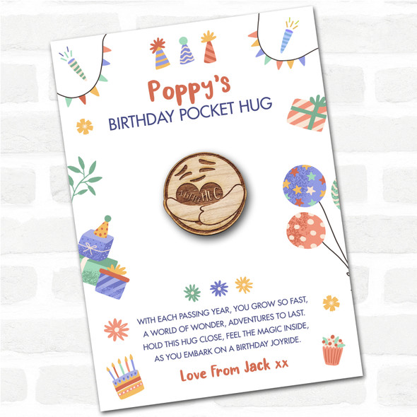 Smiling Face Kid's Birthday Hats Cakes Personalised Gift Pocket Hug