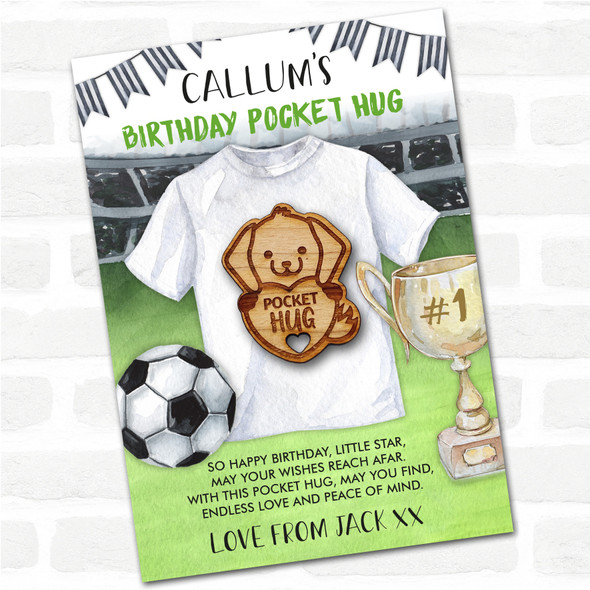 Puppy Dog Heart Kid's Boys Birthday Football Personalised Gift Pocket Hug