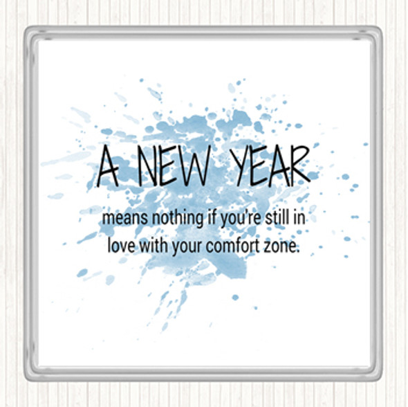 Blue White A New Year Inspirational Quote Coaster