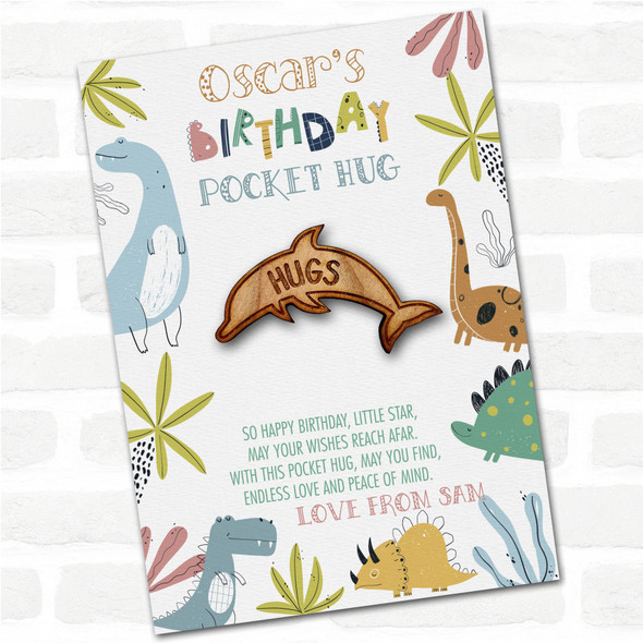 Dolphin Kid's Boys Birthday Dinosaur Personalised Gift Pocket Hug