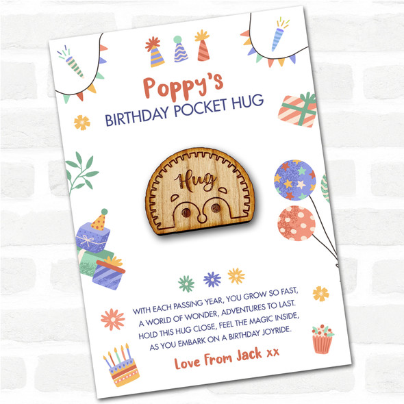 Cute Hedgehog Face Kid's Birthday Hats Cakes Personalised Gift Pocket Hug