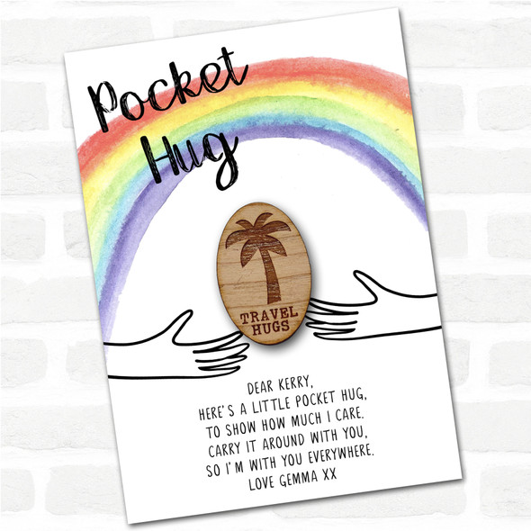Palm Tree Rainbow Personalised Gift Pocket Hug