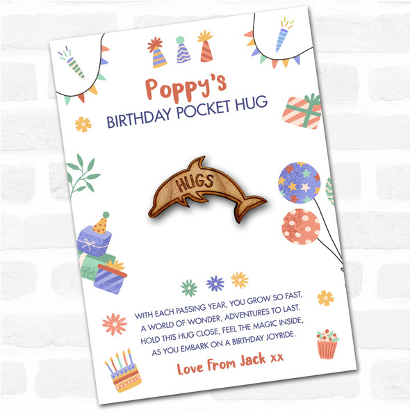 Dolphin Kid's Birthday Hats Cakes Personalised Gift Pocket Hug