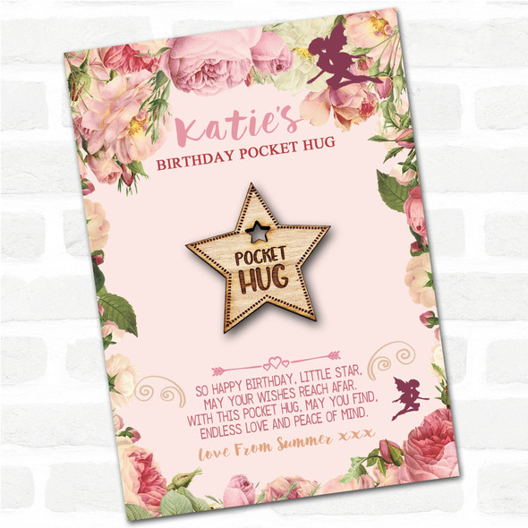 Star Hole Kid's Girls Birthday Fairy Personalised Gift Pocket Hug