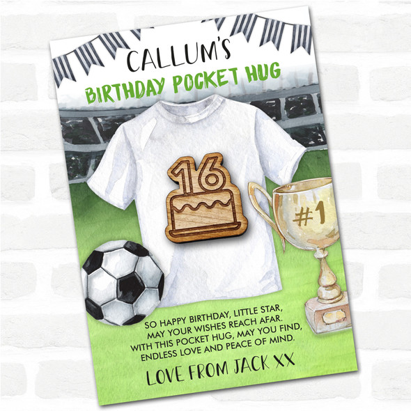 Cake 16 Candles Birthday Kid's Birthday Football Personalised Gift Pocket Hug