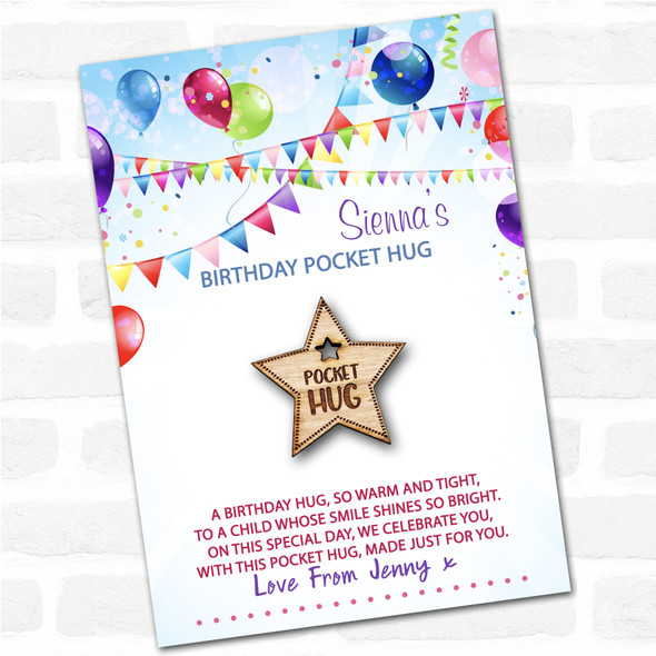 Star Hole Kid's Birthday Balloons Personalised Gift Pocket Hug