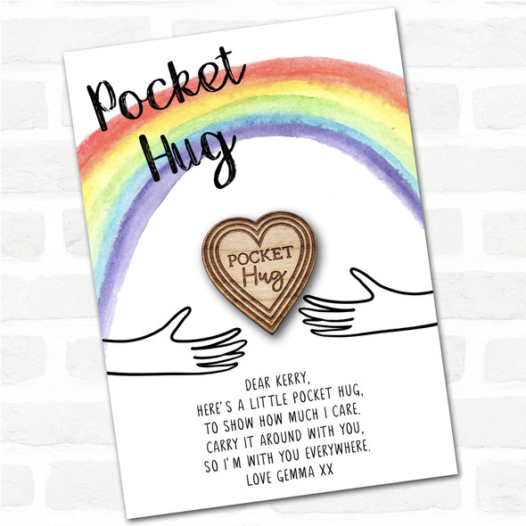 Hearts Pattern Rainbow Personalised Gift Pocket Hug