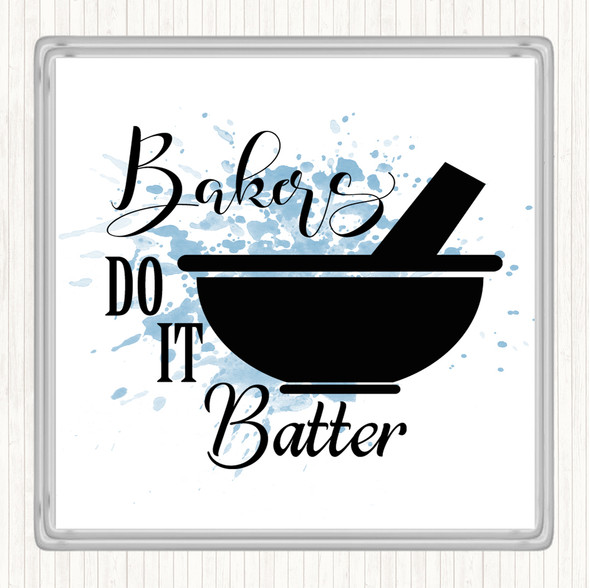 Blue White Bakers Do It Batter Inspirational Quote Coaster