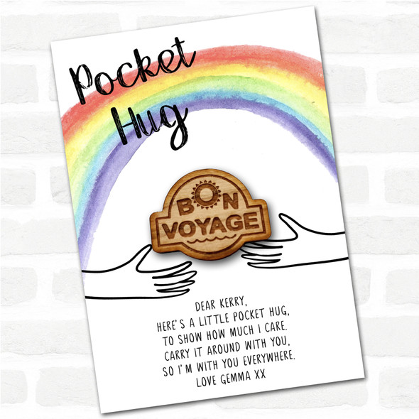 Bon Voyage Symbol Rainbow Personalised Gift Pocket Hug