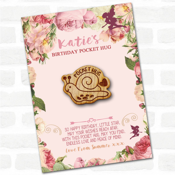 Snail & A Heart Kid's Girls Birthday Fairy Personalised Gift Pocket Hug