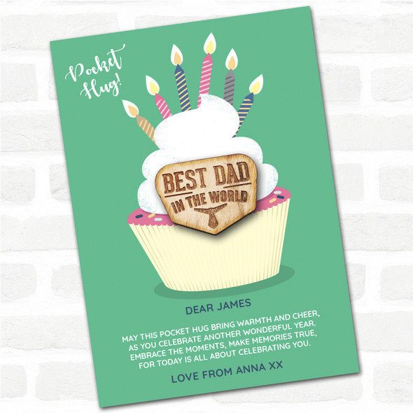 Best Dad In The World Tie Cupcake Happy Birthday Personalised Gift Pocket Hug