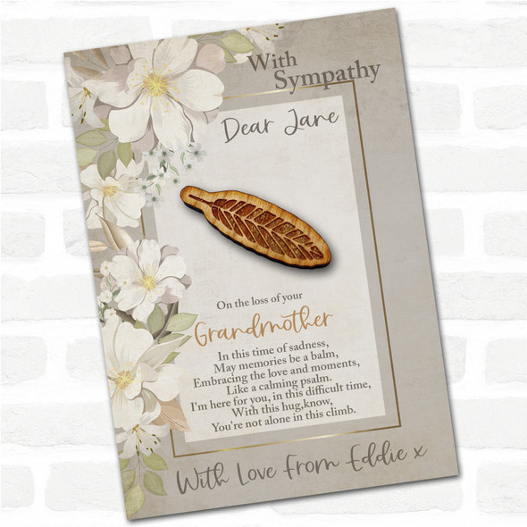Feather Sympathy Sorry For Your Loss Personalised Gift Pocket Hug