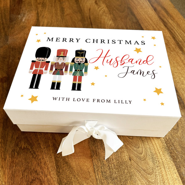 Husband Merry Christmas Nutcracker Stars Personalised Xmas Hamper Gift Box