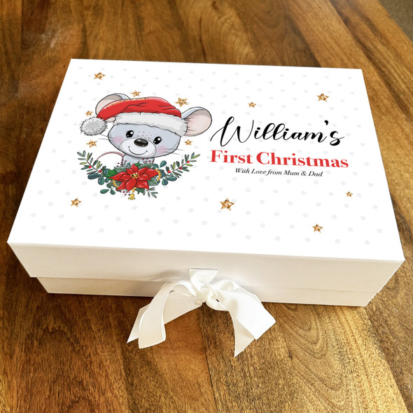 Babies 1st Christmas Mouse Stars Festive Personalised Xmas Hamper Gift Box