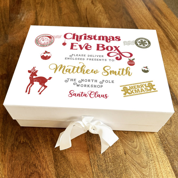 Christmas Eve Box Santa Stamp Festive North Pole Post Personalised Gift Box