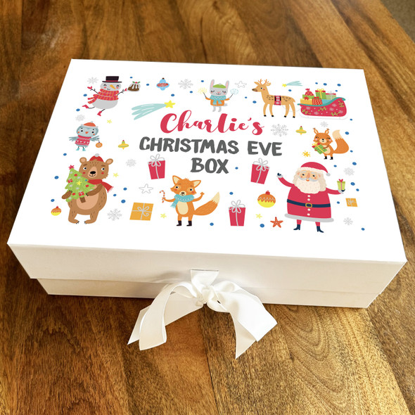 Christmas Eve Box Santa Stars Reindeer Characters Personalised Hamper Gift Box