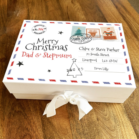 Dad & Stepmum Christmas North Pole Air Mail Personalised Xmas Hamper Gift Box