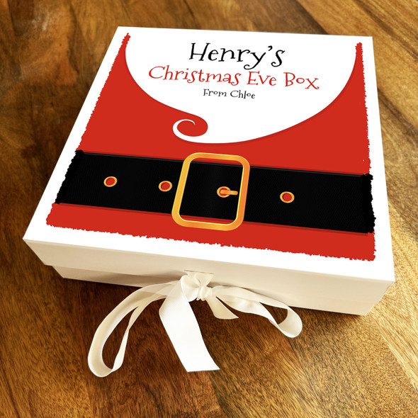 Santa Claus Outfit & Beard Christmas Eve Box Personalised Square Hamper Gift Box