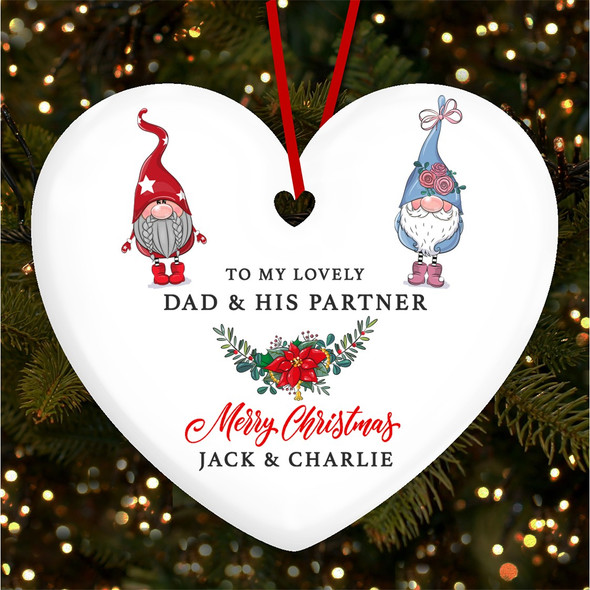 Lovely Dad His Partner Pair Of Gnomes Custom Christmas Tree Ornament Decoration