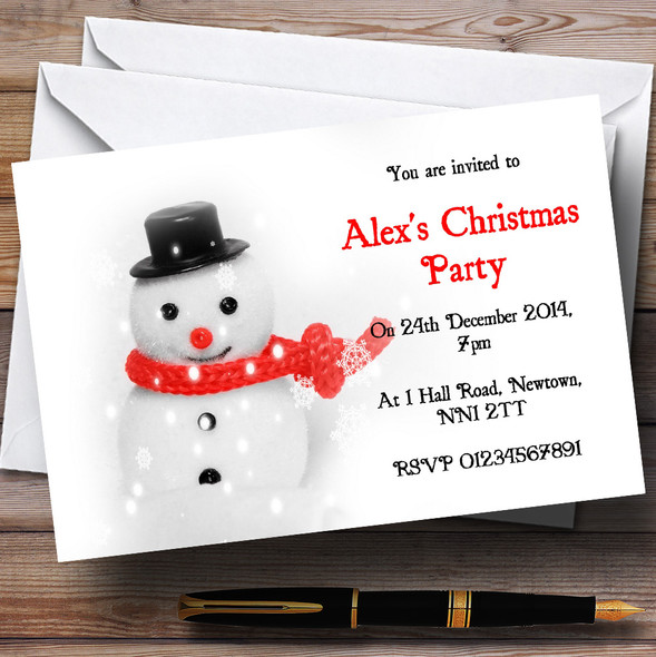 Cute Snowman Customised Christmas Party Invitations