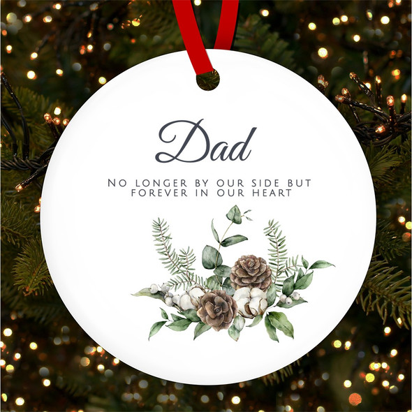 Dad Memorial White Winter Pine Personalised Christmas Tree Ornament Decoration