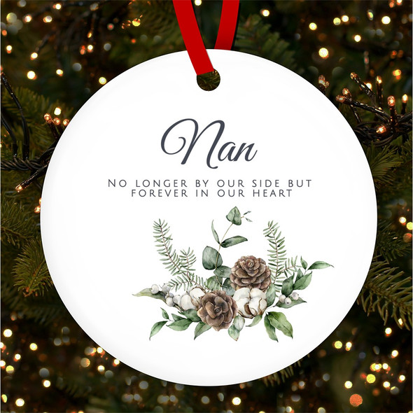 Nan Memorial White Winter Pine Personalised Christmas Tree Ornament Decoration