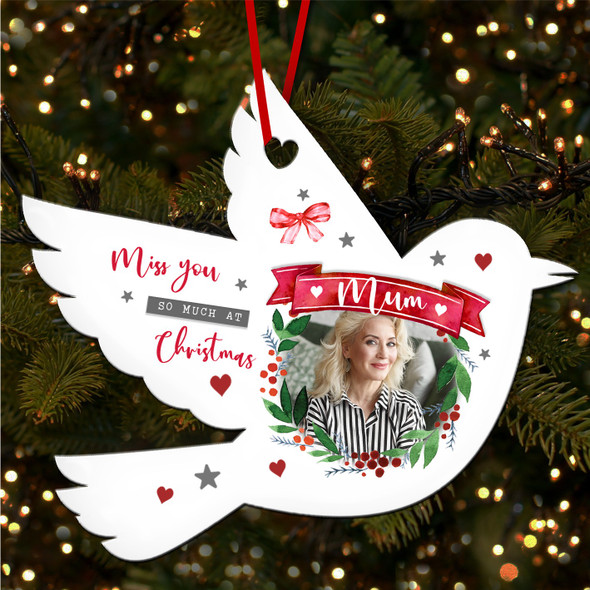 Miss You at Mum Photo Memorial Personalised Christmas Tree Ornament Decoration