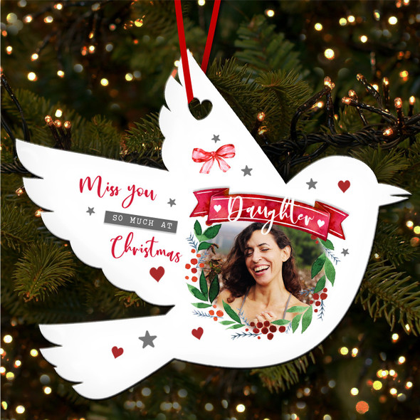 Miss You at Daughter Photo Memorial Custom Christmas Tree Ornament Decoration