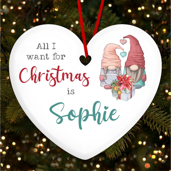 All I Want Girlfriend Boyfriend Wife Gnome Couple Christmas Tree Decoration