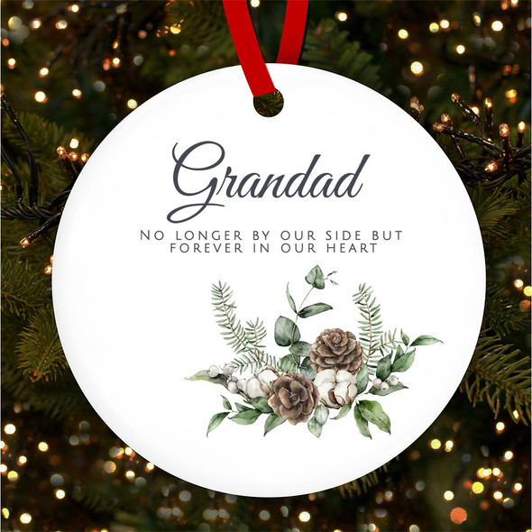 Grandad Memorial Pine White Personalised Christmas Tree Ornament Decoration