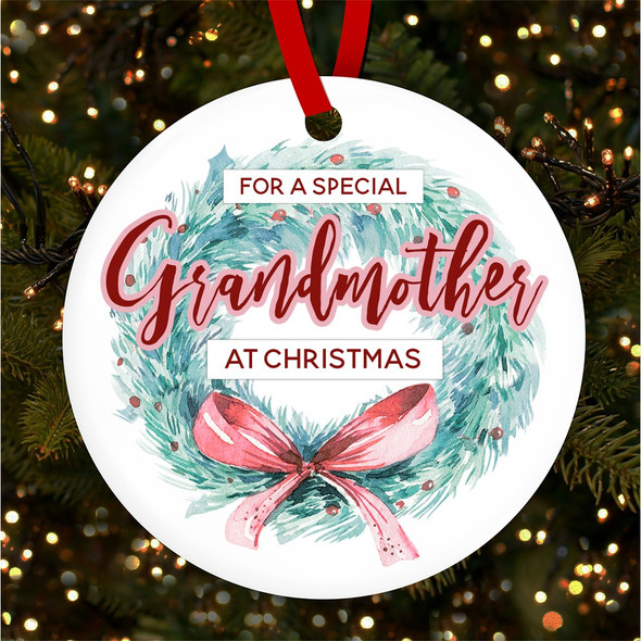Special Grandmother Bow Personalised Christmas Tree Ornament Decoration