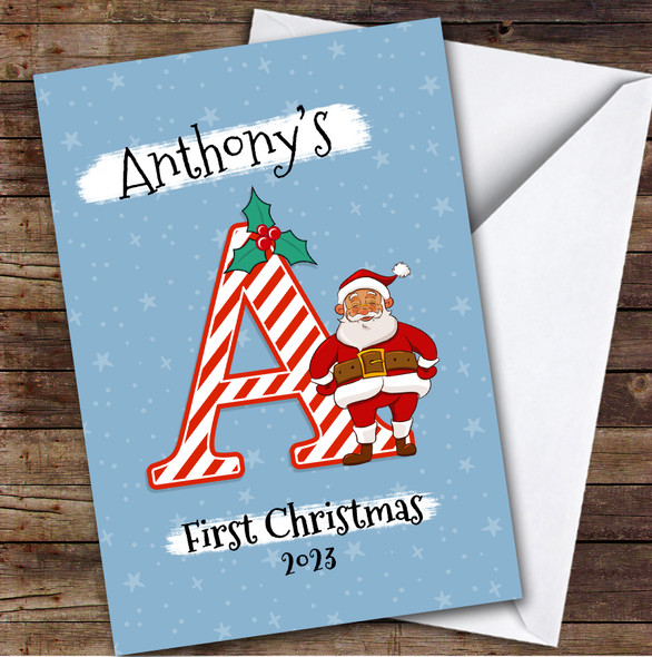 Alphabet 1st First Xmas Santa Letter A Custom Personalised Christmas Card