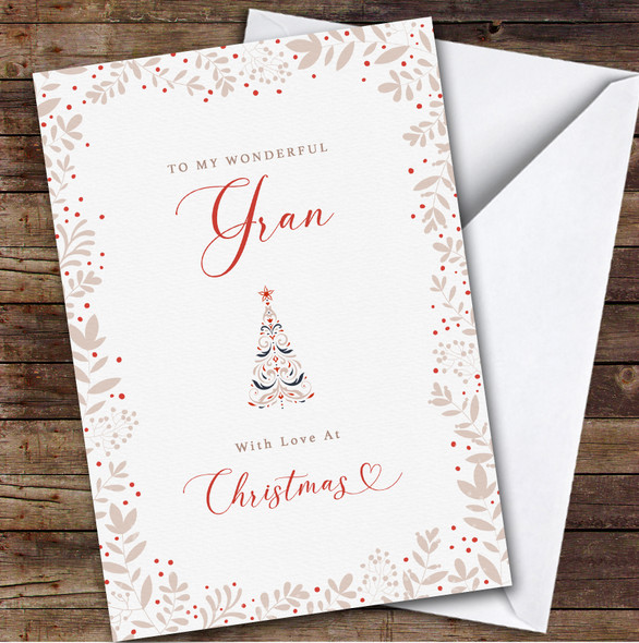 Gran Floral Custom Greeting Personalised Christmas Card