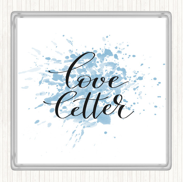 Blue White Love Letter Inspirational Quote Coaster